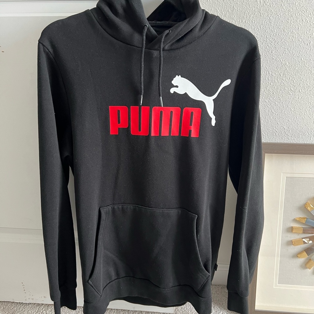PUMA Black Hoodie with Red Logo